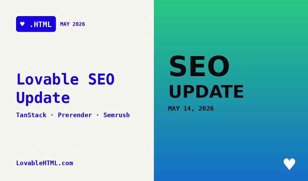 Lovable SEO Update (May 2026): TanStack SSR, Prerendering, SEO Review, and Semrush — Honest Breakdown